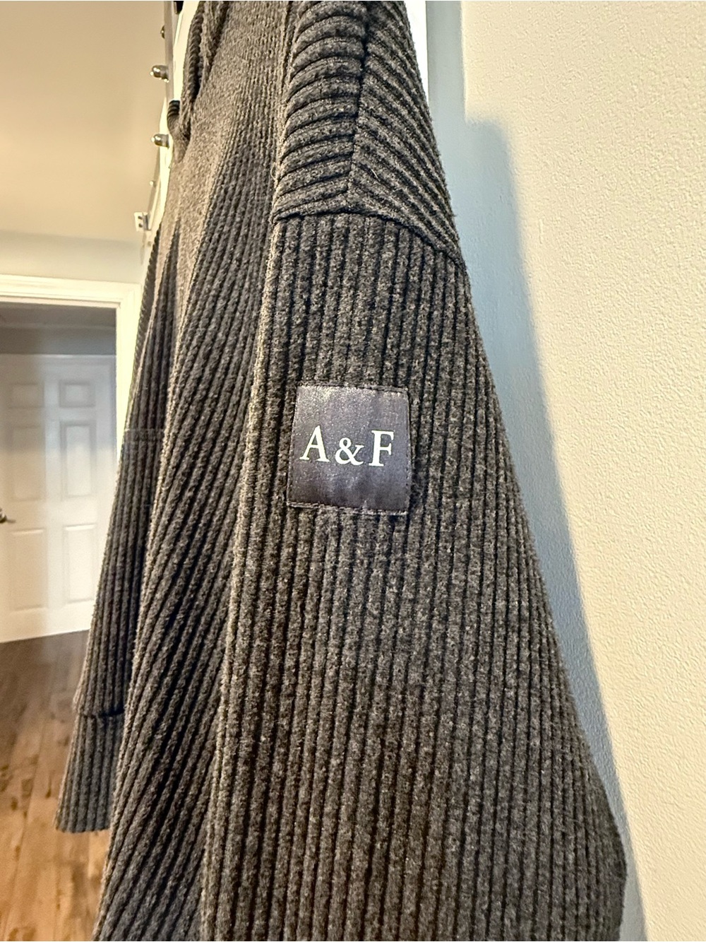 Abercrombie & Fitch Kids Charcoal Ribbed Knit Hoodie